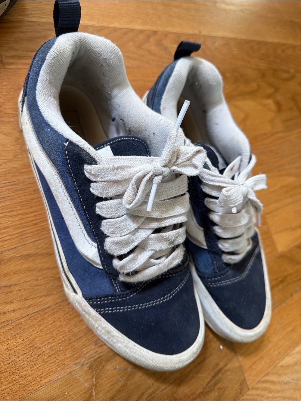 Vans Navy and White Low-Top Skate Sneakers